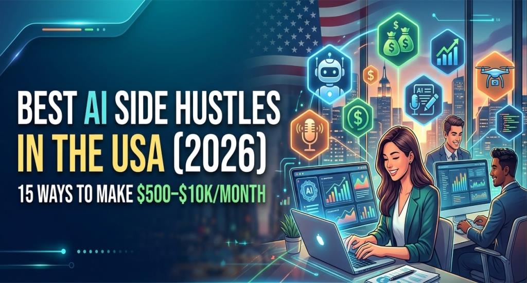 Best AI Side Hustles in the USA (2026): 15 Ways to Make $500–$10K/Month